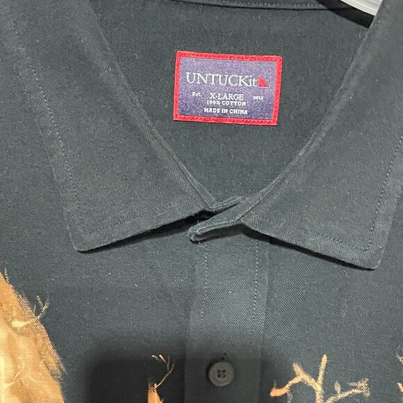 Bleach Painted Trees Landscape Upcycled UNTUCKit Long Sleeve Shirt - Picture 3 of 13